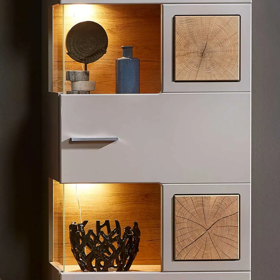 65x205x37 Wohnzimmerschrank mit Glaseinsätzen - Fraguca I