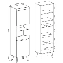 53x197x40 Wohnzimmerschrank 2-türig mit Glas - Olcian
