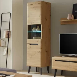 53x197x40 Wohnzimmerschrank 2-türig mit Glas - Olcian