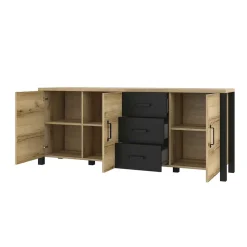 193x79x43 Zweifarbiges Sideboard in Eiche NB - Kanellas