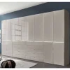 XXL-Kleiderschrank in Hellgrau mit Glasfront - Nucina