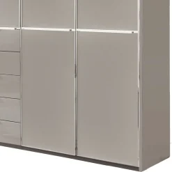 XXL-Kleiderschrank in Hellgrau mit Glasfront - Nucina