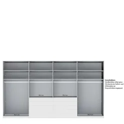 XXL-Kleiderschrank in Hellgrau mit Glasfront - Nucina