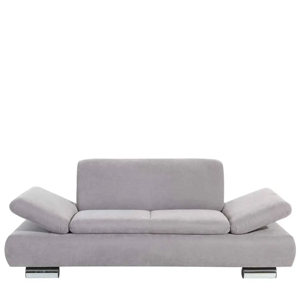 Zweier Sofa in Silbergrau und Chrom - Bergion