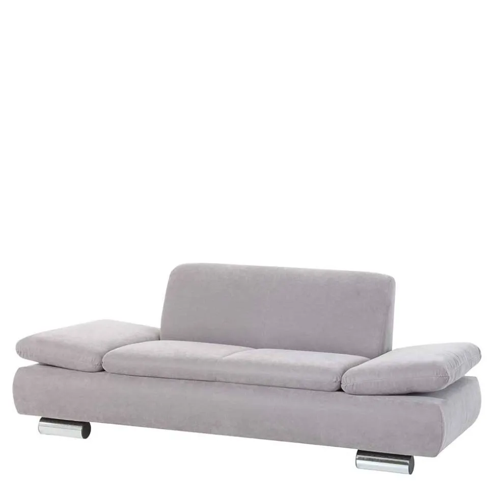 Zweier Sofa in Silbergrau und Chrom - Bergion