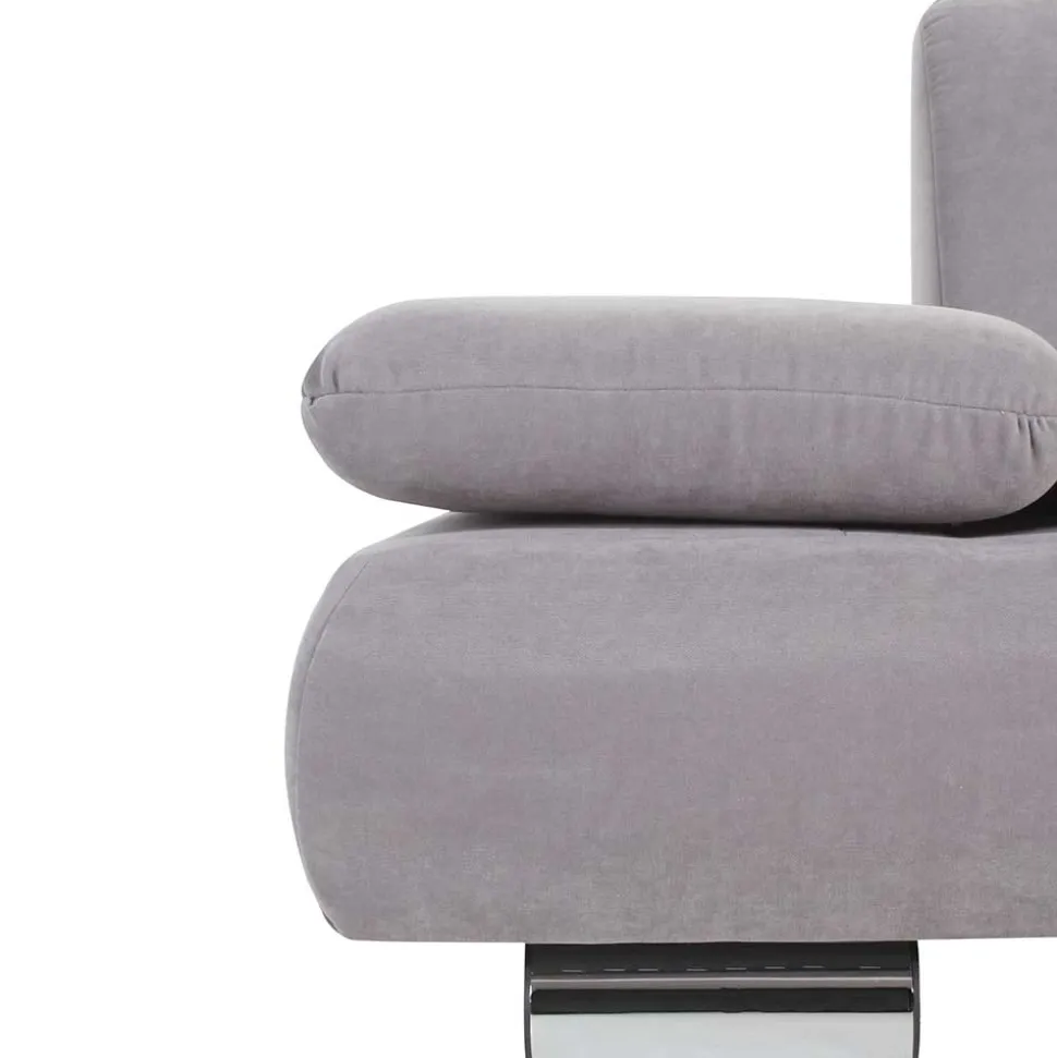 Zweier Sofa in Silbergrau und Chrom - Bergion