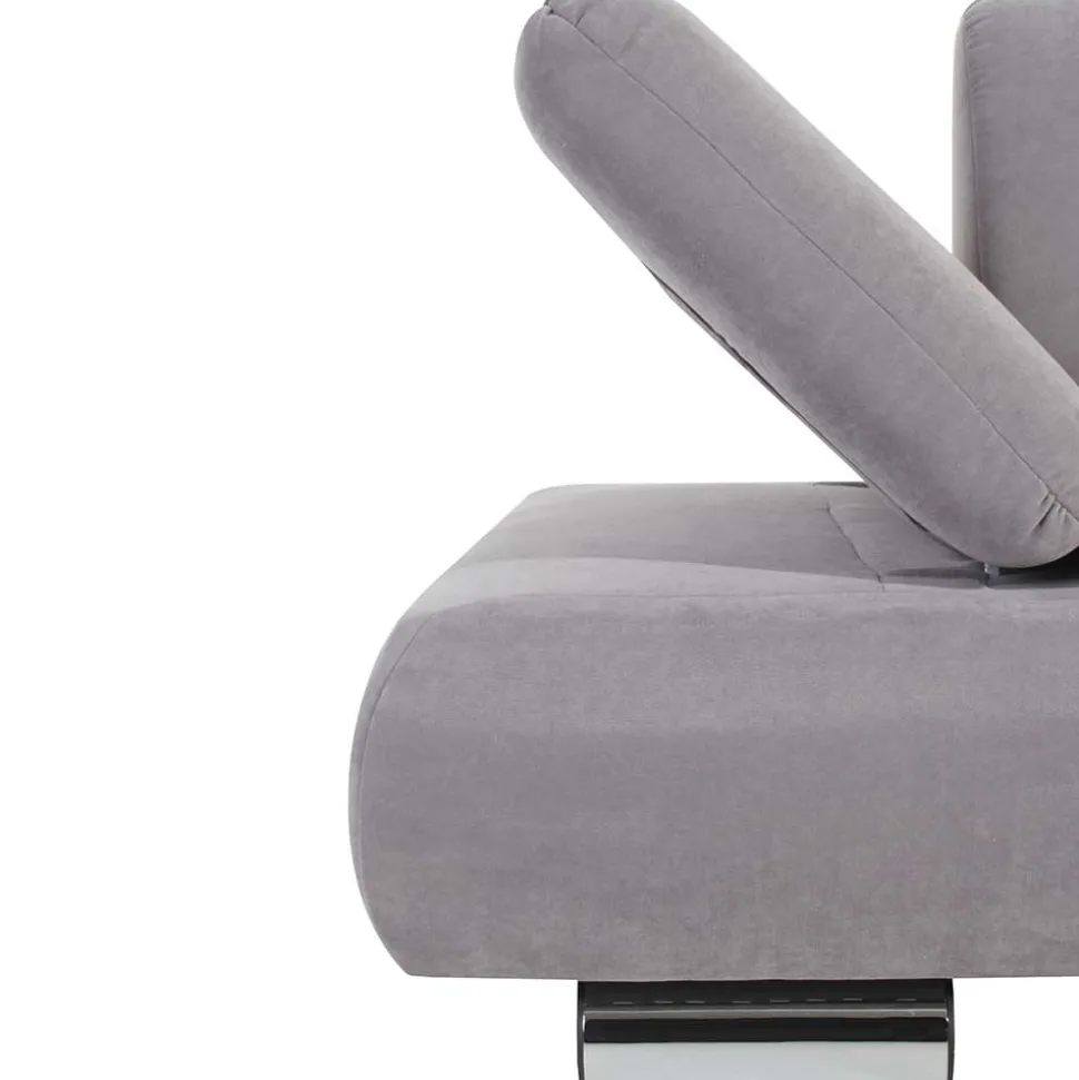 Zweier Sofa in Silbergrau und Chrom - Bergion