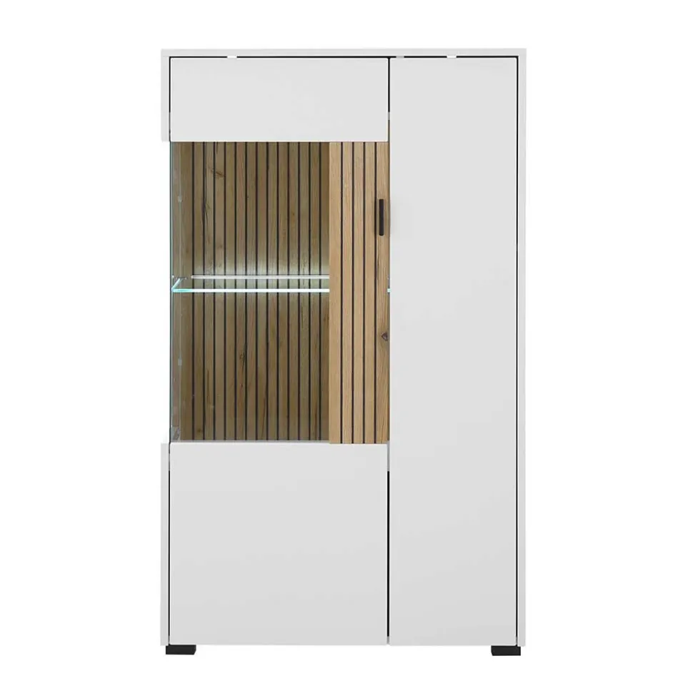 Zweifarbiges Highboard mit Glaseinsatz - Nenaloro