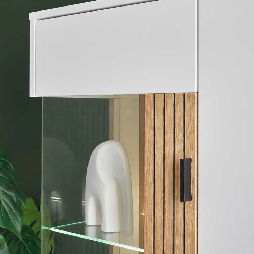Zweifarbiges Highboard mit Glaseinsatz - Nenaloro
