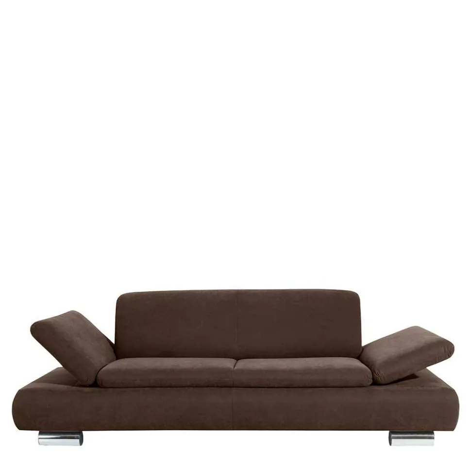 Zweisitzer Sofa in Braun mit Chrom - Delnoto