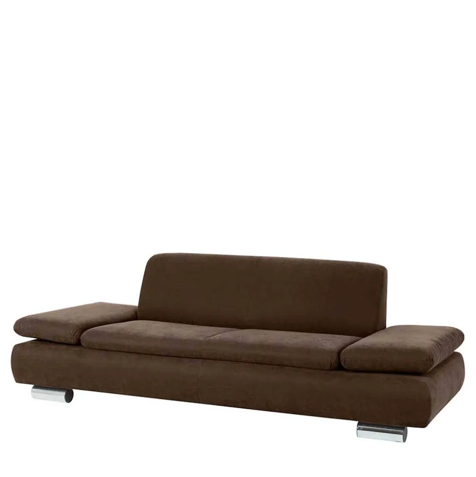 Zweisitzer Sofa in Braun mit Chrom - Delnoto