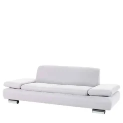 Zweisitzer Sofa in Cremeweiß mit Chrom - Syrec